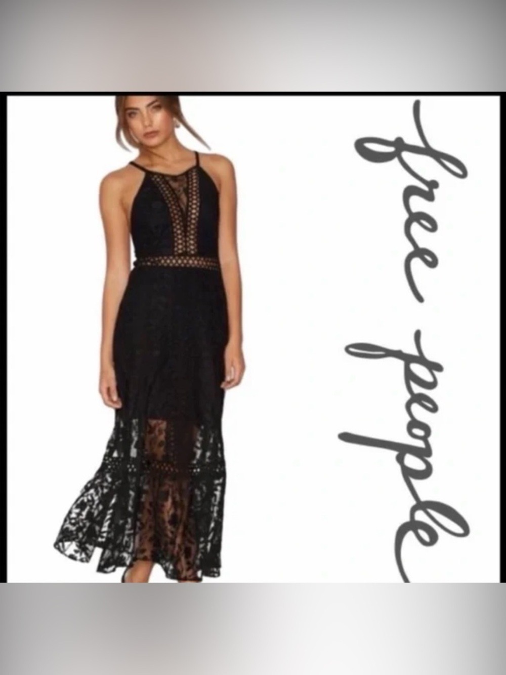 Free People Anastasia Lace And Crochet Midi Dress LBS Date Night Event Romantic